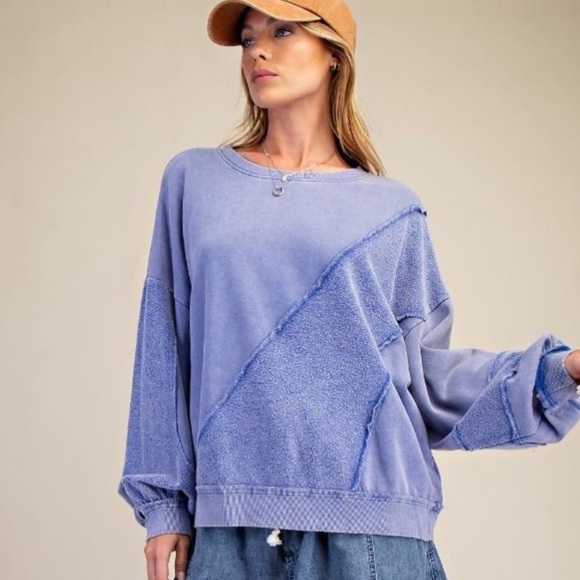 803 ❤️ EASEL MINERAL WASHED TERRY KNIT PULLOVER - Picture 3 of 4